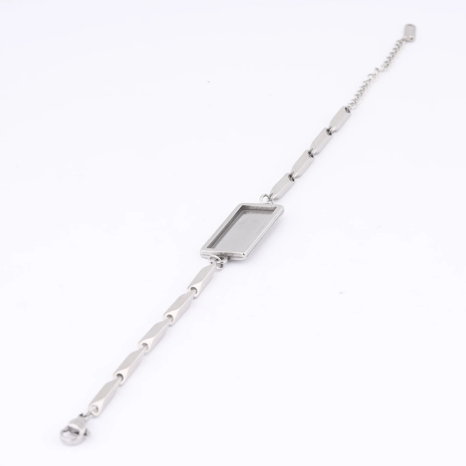 2pcs Stainless Steel Chain Bracelet Bezel Blanks Fit 10x25mm Rectangle Cabochon Bracelets Base Settings Diy Jewelry Findings image 3