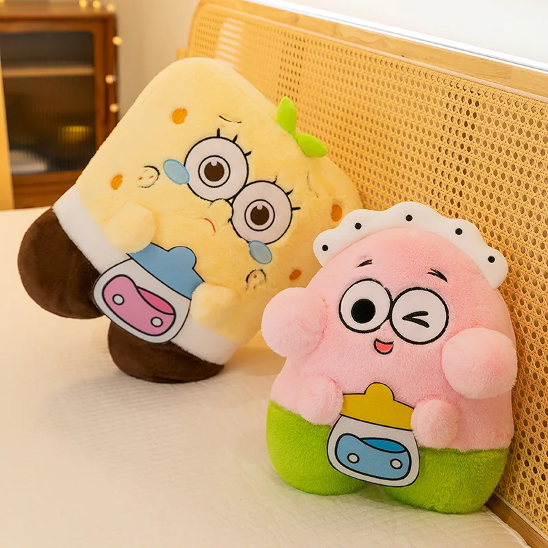

25/35/45cm Cute Baby Bottle Spongebob Patrick Star Plush Toy Kawaii Cartoon Soft Stuffed Doll Pillow Home Decor Birthday Gifts
