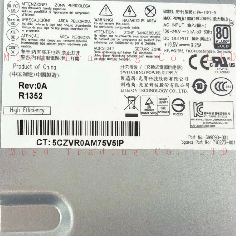 Imagem -06 - Fonte de Alimentação Psu Original para hp Aio Pro 600 800 g1 180w D11180p1b 699890001 Dps-180ab-13a Dps-180ab8 a Pa-1181-9 Novo