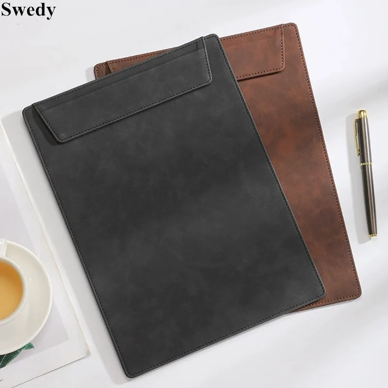 A4 Magnetic PU Leather Hardboard Clipboard Folding Restaurant Menu Paper Clip Board School Nurse Writing Pad Board