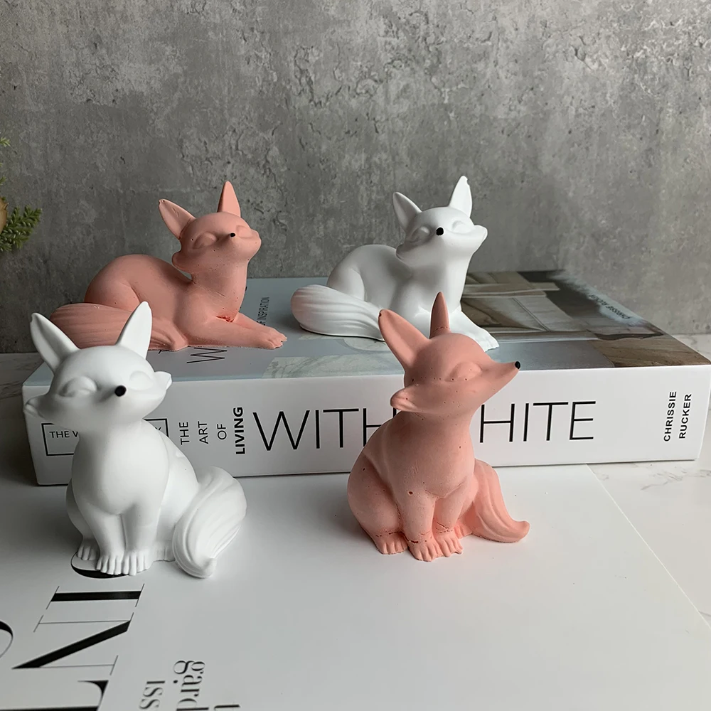 3D Fox Candle Silicone Mold Cartoon Fox Handmade Scented Candle Gypsum Mould Chocolate Baking Tool Aromatherapy Plaster Mold