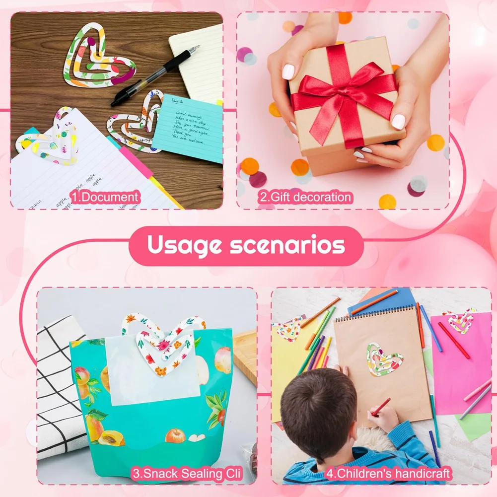 HRBAJ-20 Count DIY Heart-Shaped Acrylic Sublimation Paper Clips, 3.1 X 2.7 Inch, Blank Craft Paperclip Mockups