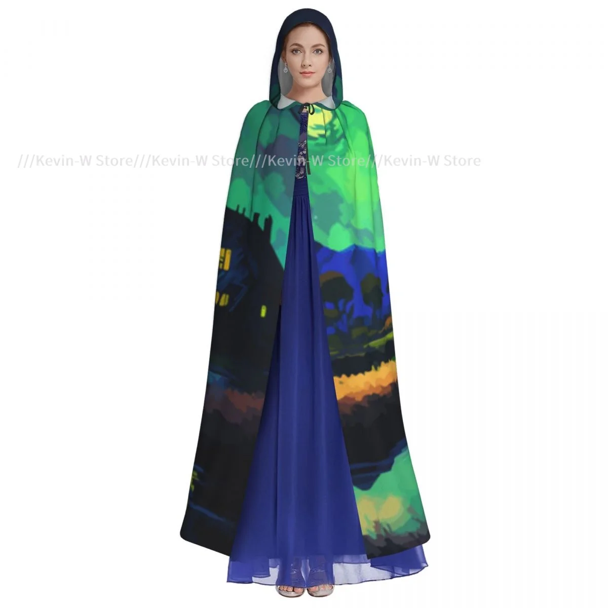 Unisex Adult Village With A Windmill Cloak with Hood Long Witch Costume Cosplay