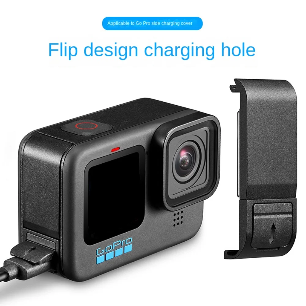 

Flip Battery Cover for GoPro Hero 10 9 Black Removable Battery Lid Door Type-C Charging Port Side Case for gopro 11 Accessories