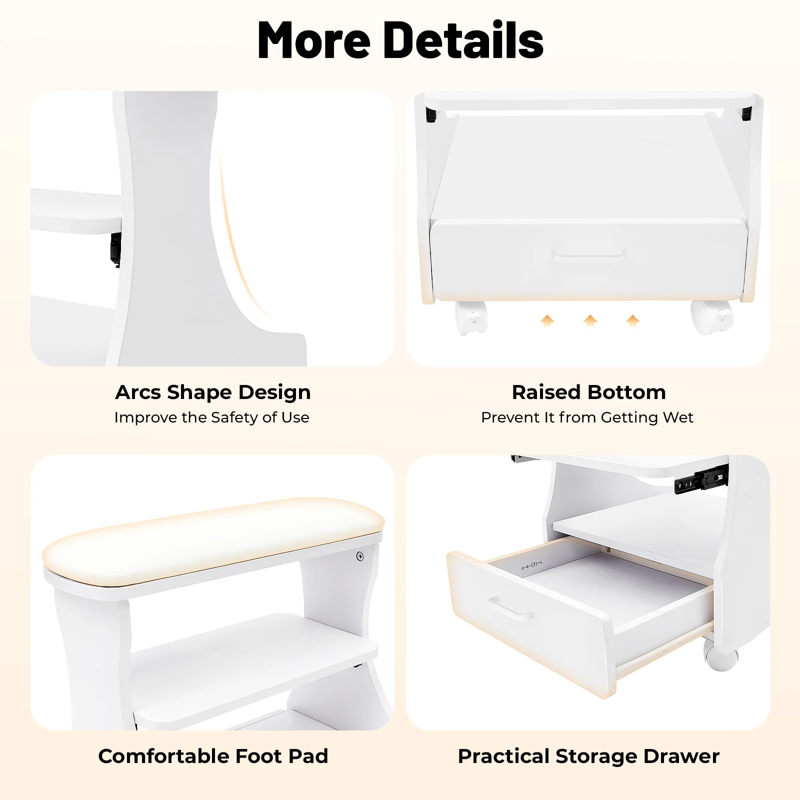 Portable Foot Baths Trolley Footbath Cart Nail Stool Rest Pedicure For Foot Manicure Massage