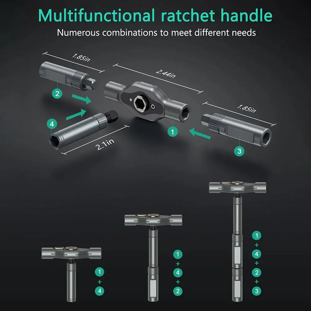 Set di cacciaviti a cricchetto 34 in 1 con punte magnetiche, kit di utensili manuali a cricchetto professionale per riparazioni fai-da-te, manutenzione domestica