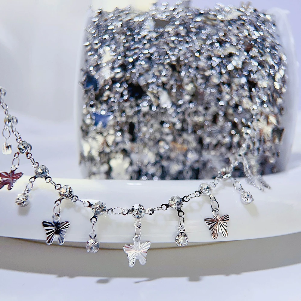 0,5 m1m Druck Stern Strass Kupfer kette hand gefertigte Armband Halskette Kleidung passende Kette für DIY Schmuck herstellung Lieferungen – Detail 9