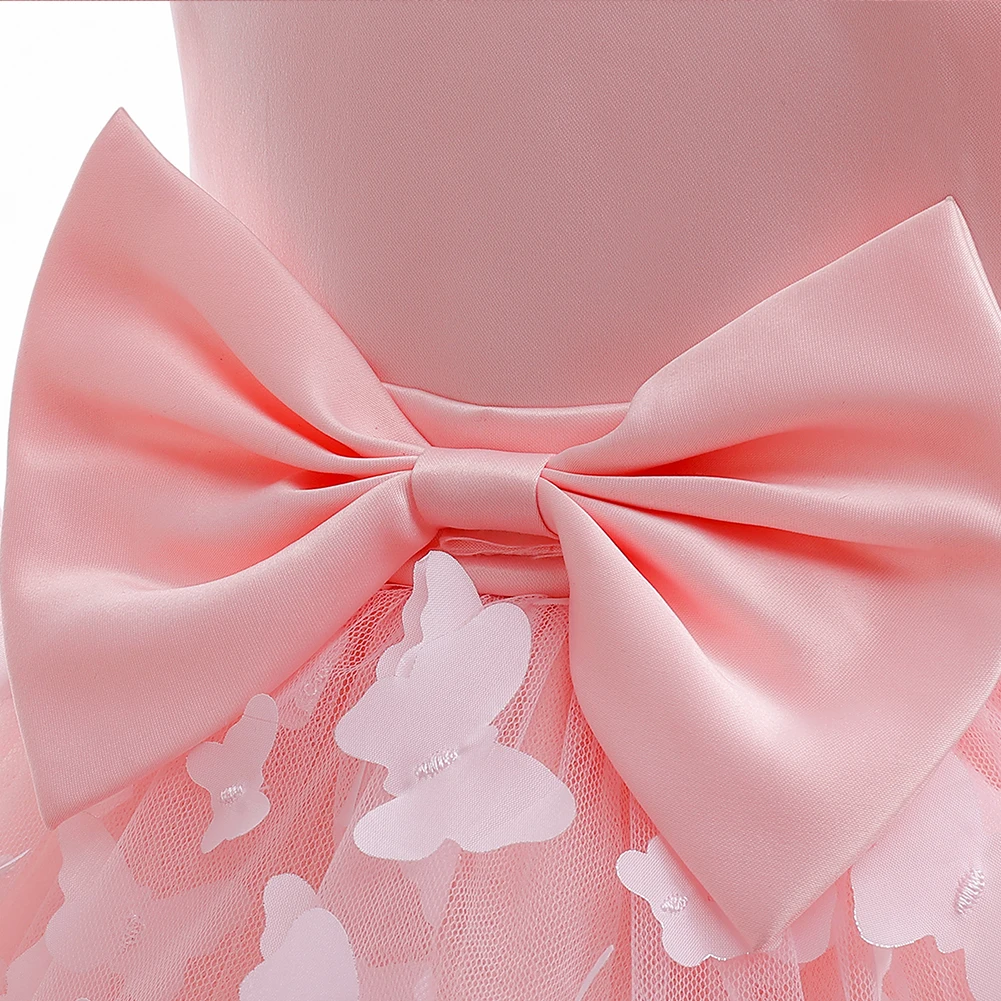 Baby\'s First Birthday Dress Girl Bow Mesh Princess Dress Children\'s Wedding Dress Kids Christmas Dress