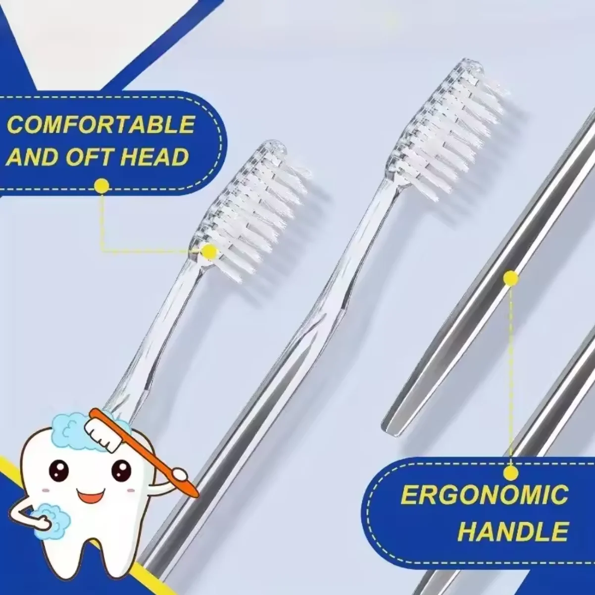 

30 одноразовых дорожных зубных щеток в индивидуальной упаковке, с мягкой щетиной, для взрослых, для кемпинга, для гостей отелей (серебристые)