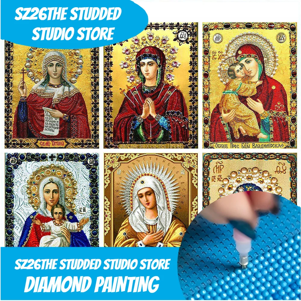 Sz26The StuddedFull  Diamond Painting Icons Religion 5D Diam