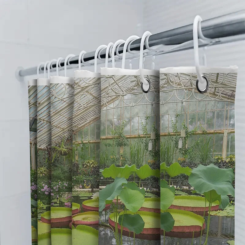 الأمازون الغابات المطيرة النباتية دش الستار الاستوائية ورقة نمط الطبيعة ديكور مقاوم للماء الحمام النسيج خلفية الجدار الشنق #5