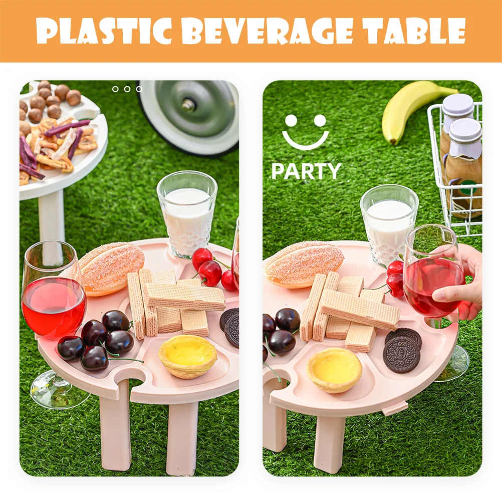 

Outdoor Portable Plastic Wine Table Folding Lightweight Stable Table for Beach Camping Picnics Wine Beverage Holder