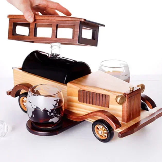 Decanter per liquori vecchio stile da 1000 ml con 2 bicchieri da whisky