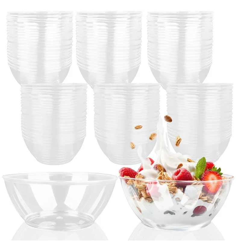 

20Pcs Mini Dessert Bowls, Disposable Plastic Serving Bowls for Salad Ice Cream Fruit - Party Catering Picnic Supplies