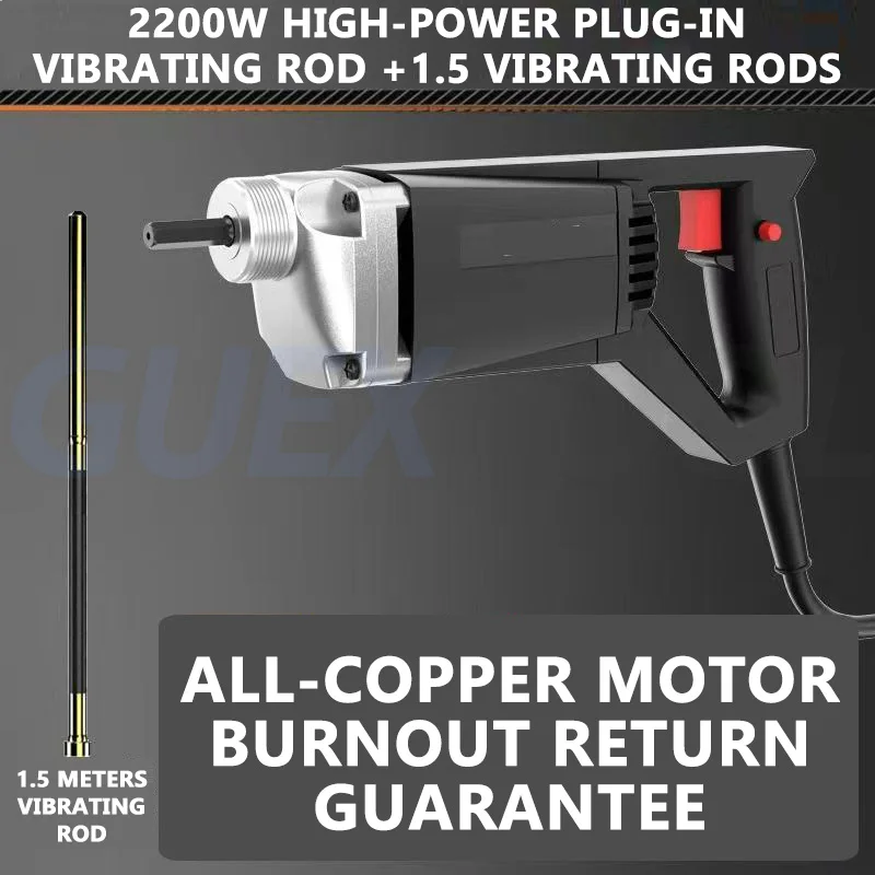 Vibrator de hormigón con varilla de árbol de cobre 1.3M / 1.5M Vibrator eléctrico de hormigón resistente al desgaste para la construcción / puentes / túneles / edificios / construcción de carreteras / ingeniería hidráu
