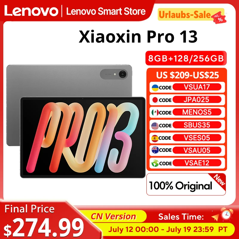 New Lenovo Xiaoxin Pro 13 AI Tablet 13'' 3.5K 144Hz Diplay Original CN version Snapdragon 8s Gen 4 CPU 10200mAh  WIFI 7 Pad PC