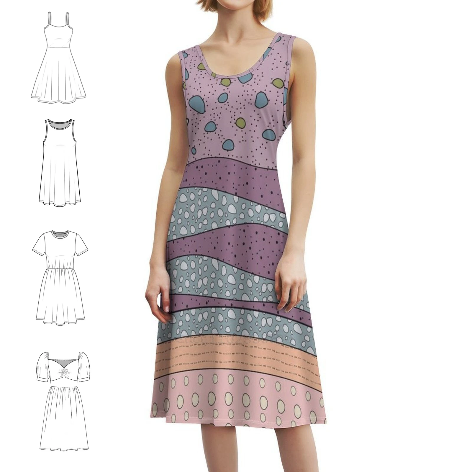 

Volcanic Stratigraphy Vintage Bohemian Dress Puff Sleeve Or Sleeveless Options For Women Dress Science Geology Geological