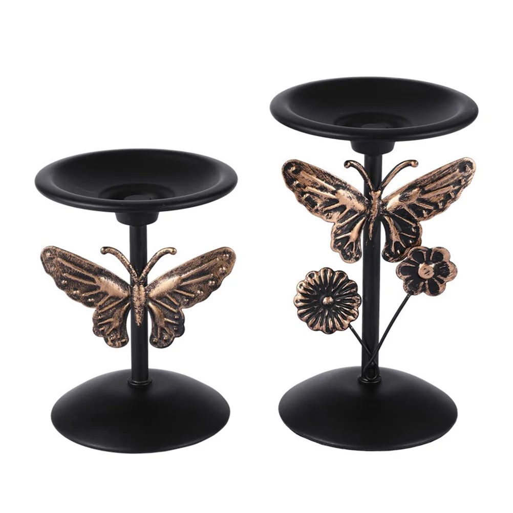 

2pcs Metal Holder Retro Decorative Vintage Candlestick Holders for Table Smooth Living Room Bedroom Holiday