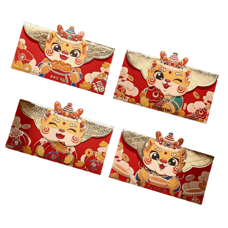 Pack of 4 2024 Festive Celebration Envelopes Greeting Card Envelopes for Kids
