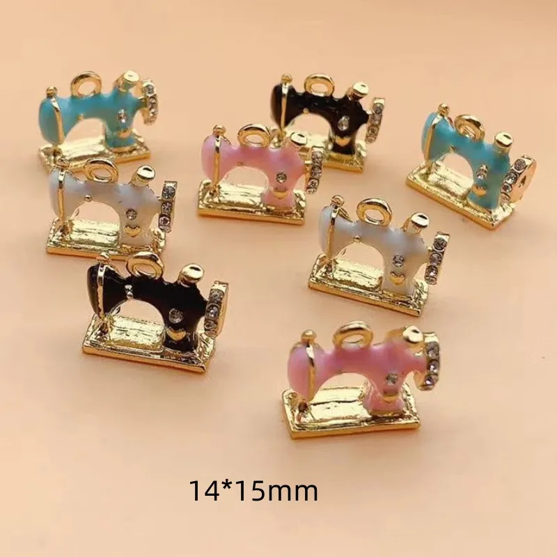10 Uds. Colgante de máquina de coser esmaltado, dijes de Metal para collar, pulsera, pendientes, accesorios para hacer joyería Diy, llaveros