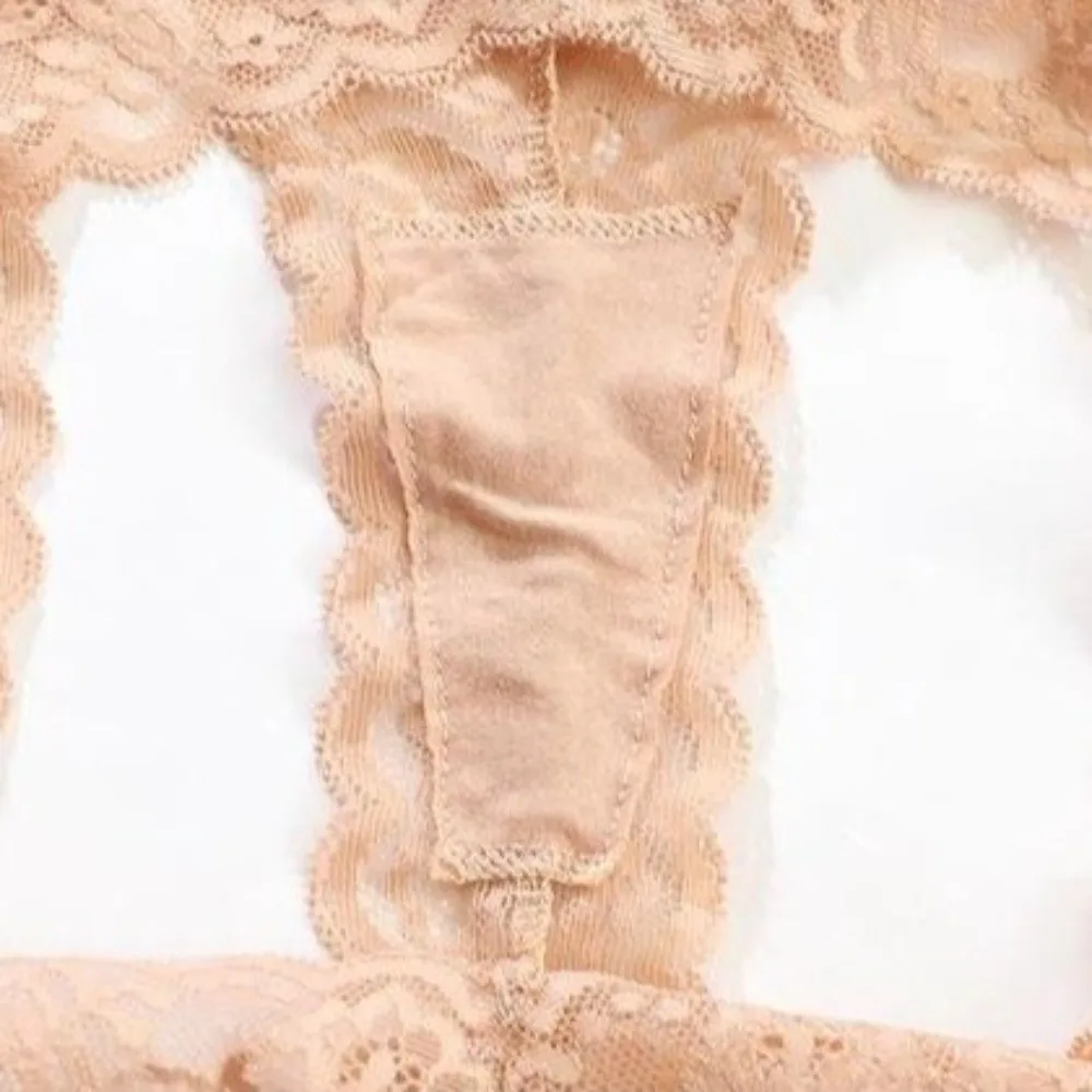 Breathable Low Waist Lace Seamless Panties Thong Bow Underwear for Women Cotton Crotch Transparent Mesh Lace Briefs Lady