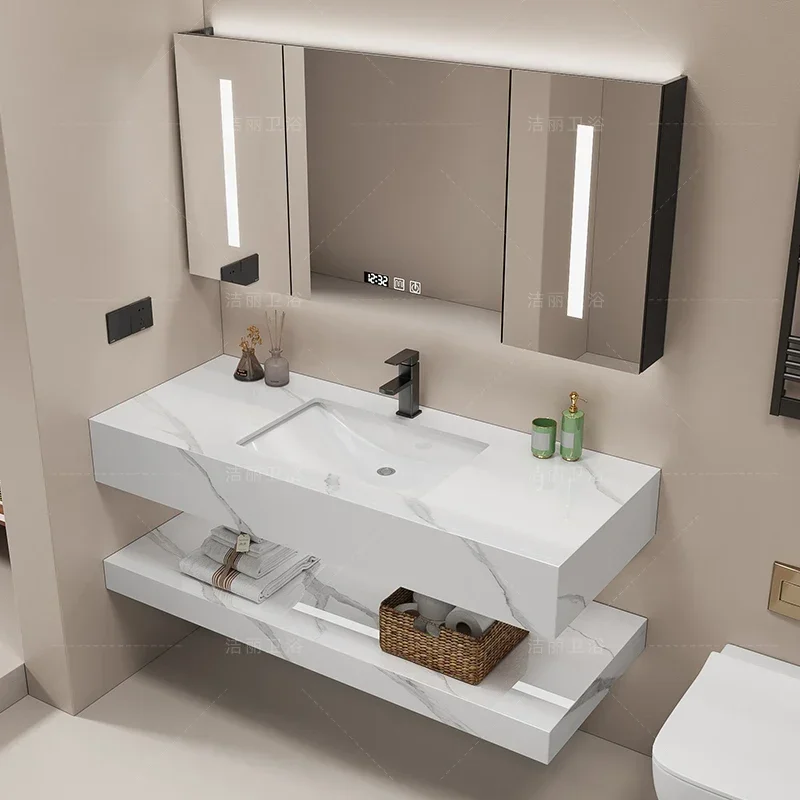 خزانة حمام مصممة بشكل بسيط، مع حوض سيراميك من البلاط الصخري، حوض غسيل حمام بسيط وحديث، مبيعات ساخنة