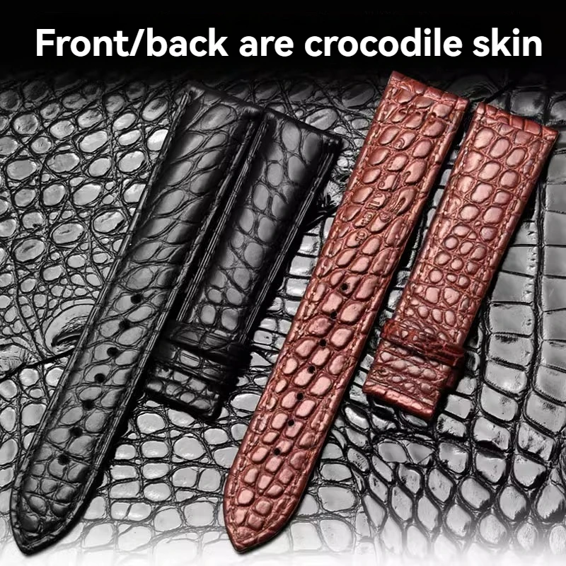 For any luxurious wristband Double-sided crocodile skin watchband 18mm19mm20mm21mm22mm black brown straps Universal Any watch