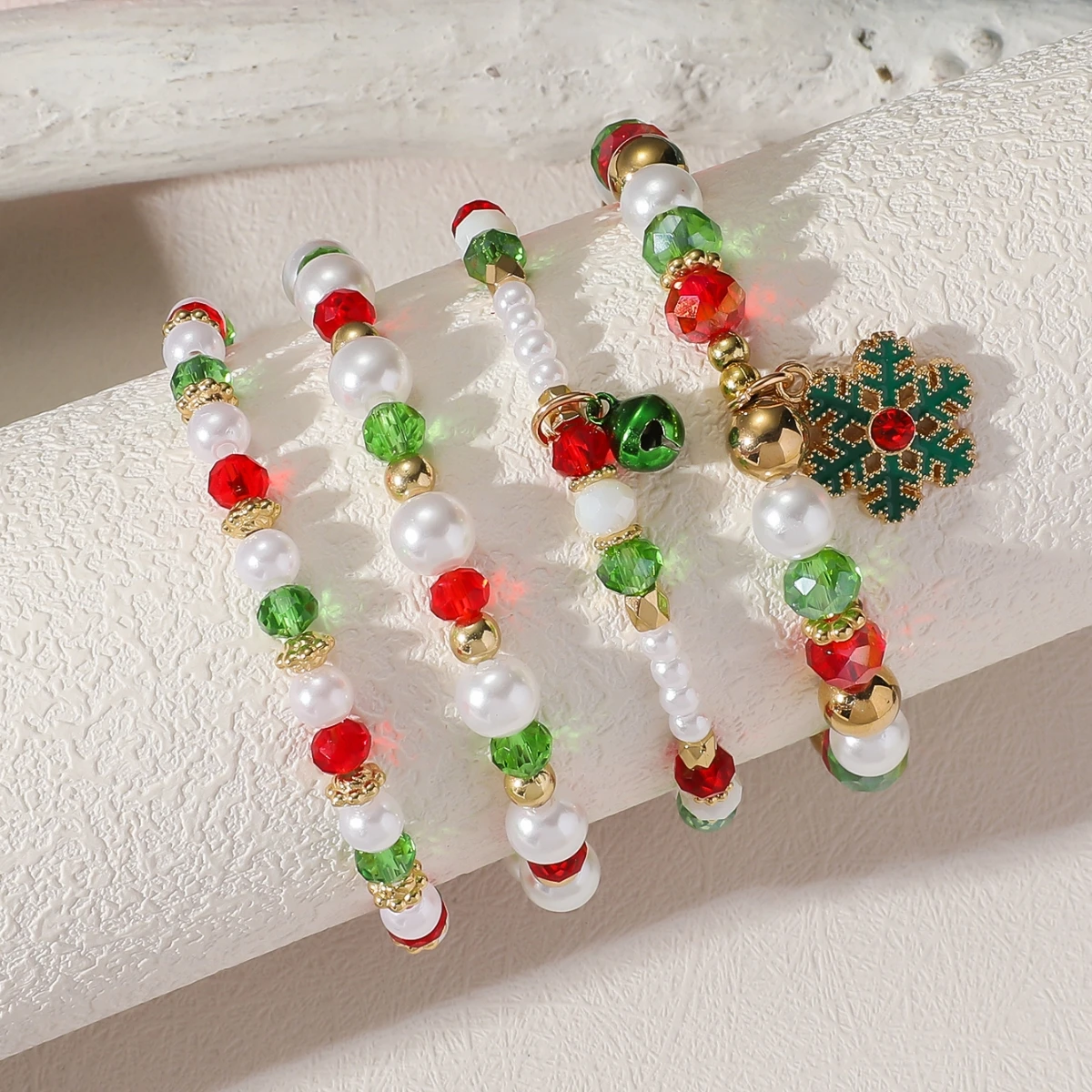 Detachable Christmas Decorations Santa Claus Reindeer Felt Bead Bracelet Fashion New Arrival Holiday Jewelry Women's Accessories