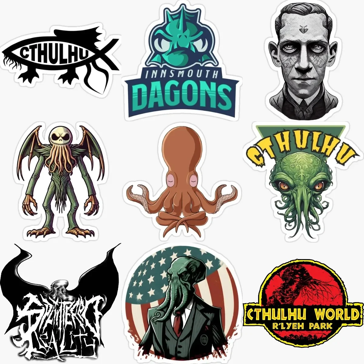 

Cthulhu Great Old Ones Octopus Creative PVC Accessories Sticker for Decorate Wall Car Van Truck Bicycle Window Off-road Decal