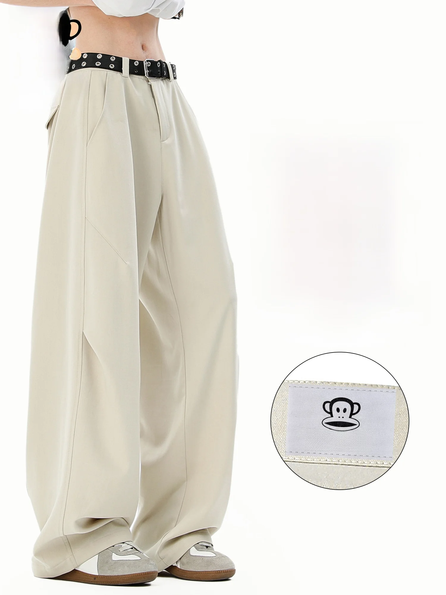 

PaulFrank Large Mouth Monkey Straight Leg Casual Pants Men's Spring American Deconstructed Loose Wide Leg Workwear Trousers