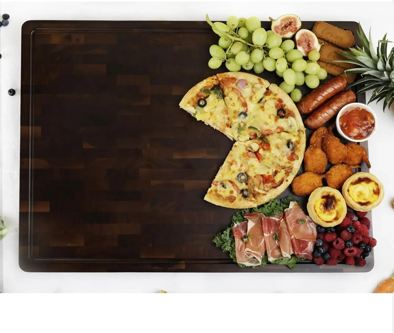 Tabla de cortar de bloque de carnicero de madera de nogal de grano de extremo grueso extra grande - 24 "L x 18" L x 2 "Th - Choppi de cocina sostenible