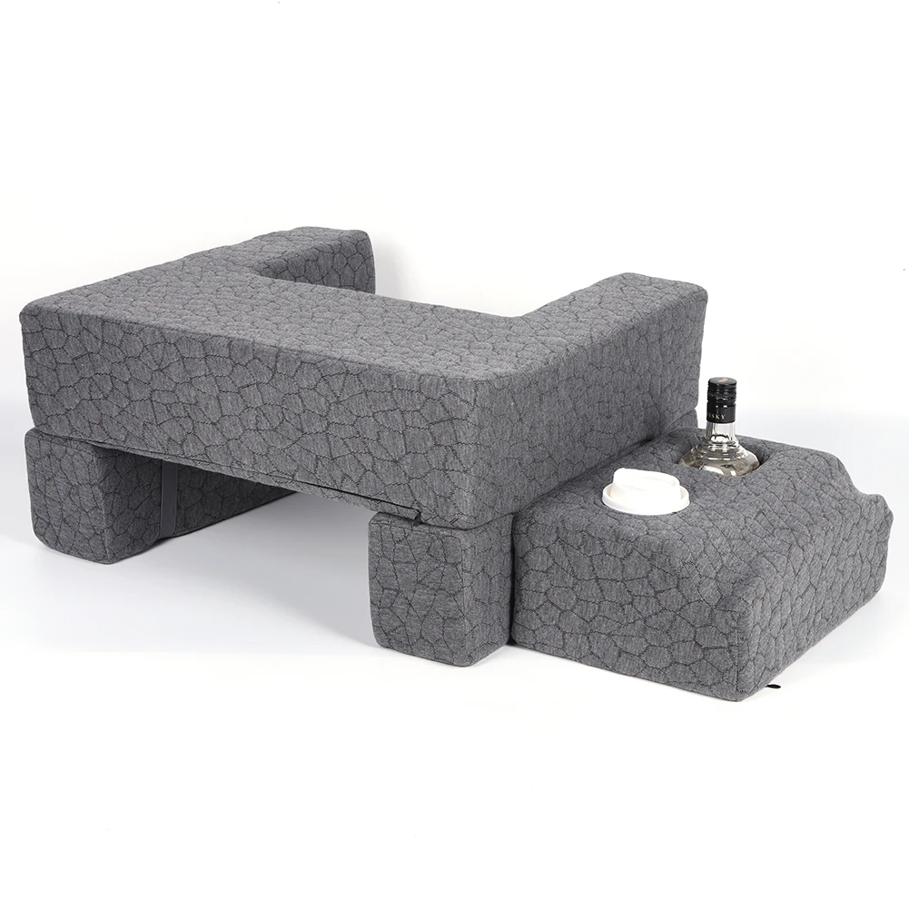 

Extra Large Multi-Purpose Wedge Pillow with Cup Holder Adjustable Adult Reading Pillow Laptop Desk for Sitting in Bed Floor Sofa