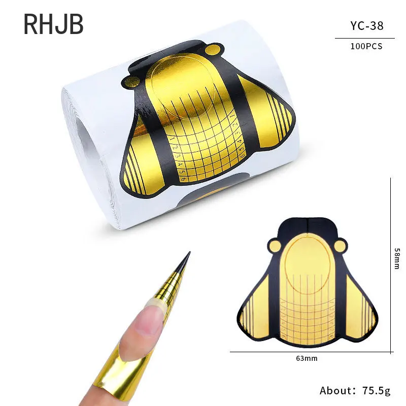 50/100 قطعة أشكال تمديد الأظافر جل الأشعة فوق البنفسجية من الإكليريك مانيكير تصميم فرنسي علوي استنسل بناء ملصق لفة لفن الأظافر #5