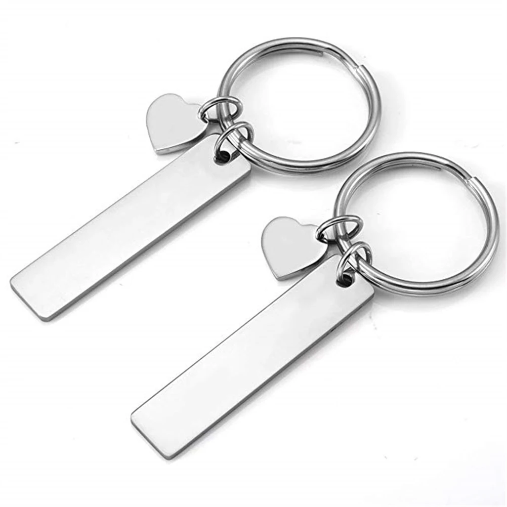 

2 PCS Stainless Steel Couple Pendant Men and Women Mom Love Heart Shape Keychains