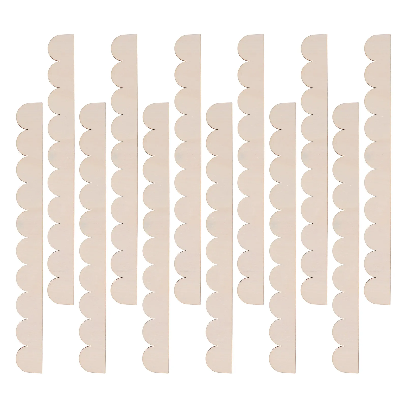 

12pcs Fan shaped Wooden Border Unfinished Cabinet Edge Moulding Decorative Trim Strips Scalloped Shelf Border Wooden Frame