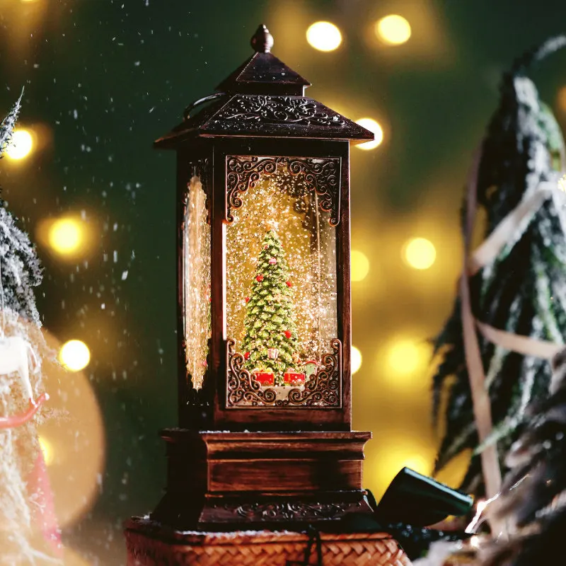 YFY Music Box Snowflake Music Box Crystal Ball Santa Claus Snowman Christmas Tree Light Ornament Gift Ornament