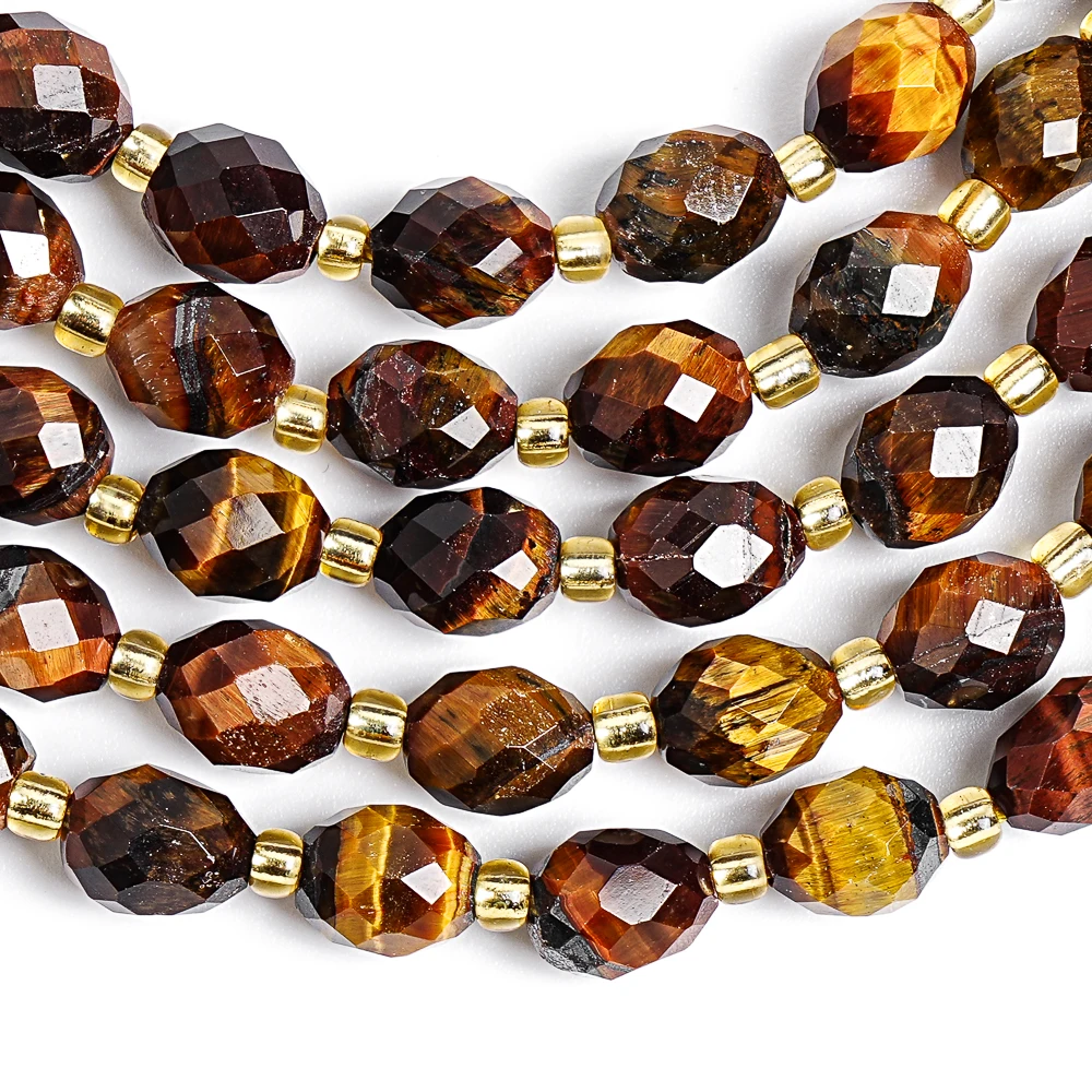 

Natural Red Tiger's Eye Faceted Beads 8mm Courage Protection Crystal Loose Beads Red Brown Tiger Eye Gemstone for DIY Bracelet