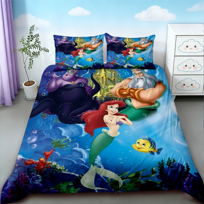 

Cartoon Mermaid Duvet Cover Cartoon Ocean Bedding Set Quilt Cover Comfortable Soft for Children Bedroom Dormitory Gifts