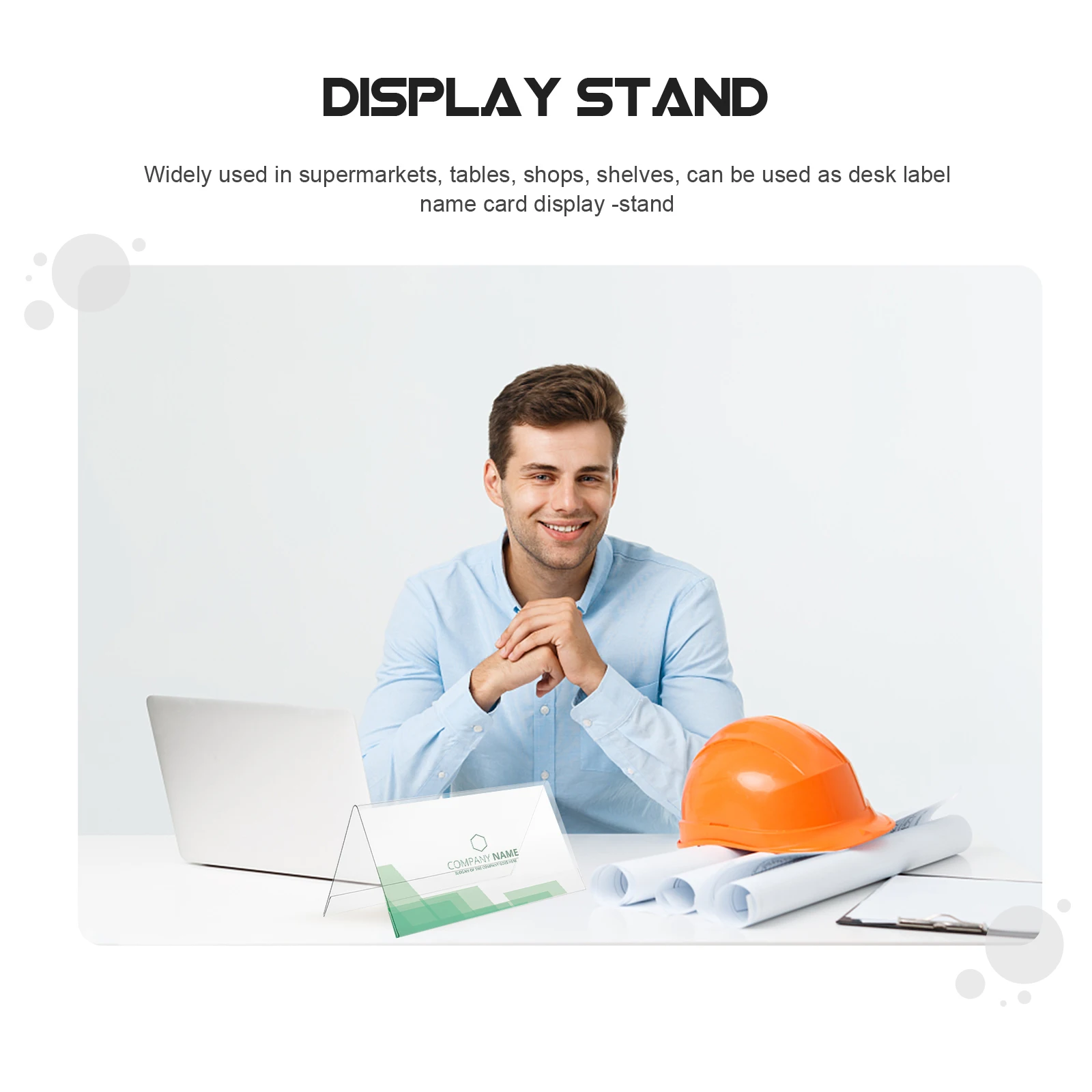 5pcs Acrylic Board 200x100mm Clear Double-sided Holder Desk Name Plate Clear Double-Sided Show Cards Conference Sign Rack