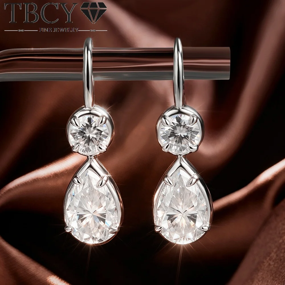 TBCYD 4CT 8x12mm Teardrop Moissanite Stud Earrings 925 Sterling Silver White/Yellow/Rose Gold Plated Sparkling Fine Jewelry Gift