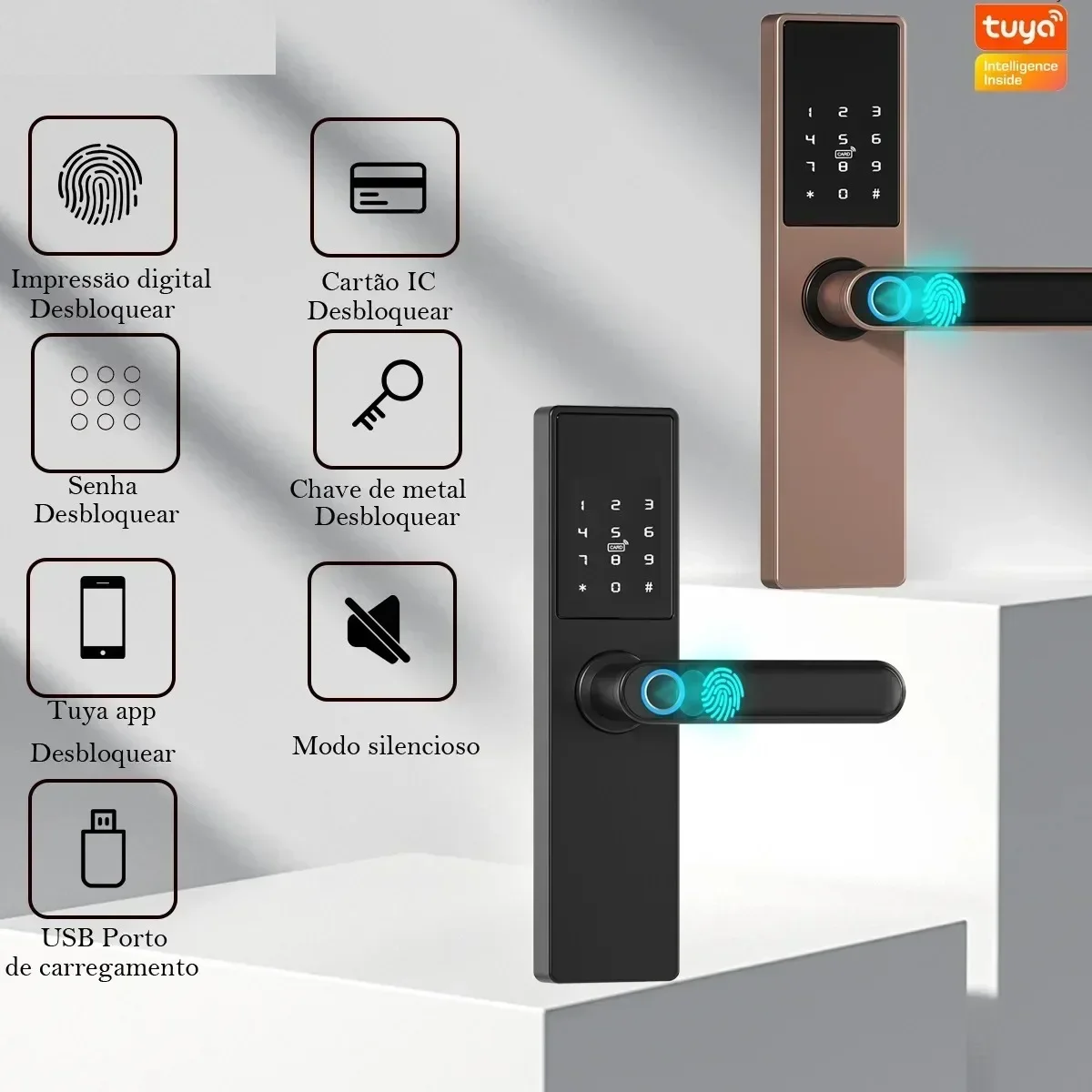 Imagem -02 - Tuya Smart Life App Bloqueio de Controle Remoto Porta Inteligente Impressão Digital Senha Bloqueio Entrada Keyless Punho de Segurança Segurança Pendurar