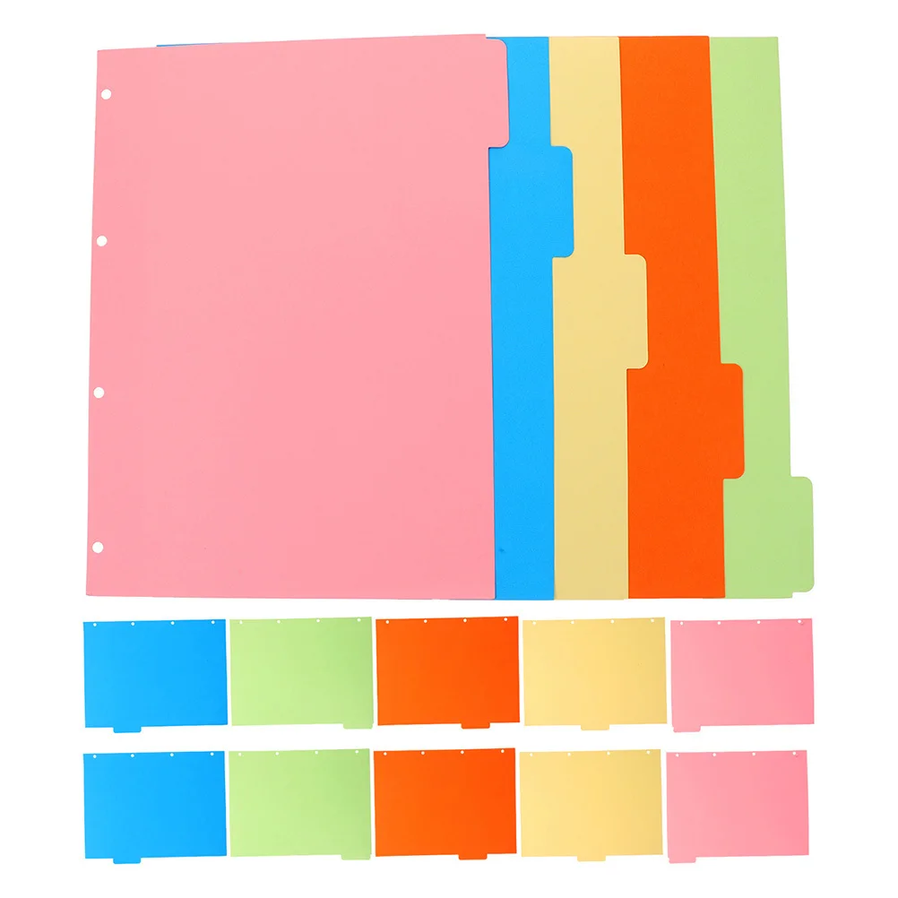 3Sets Colored Binder Dividers Paperboard Loose Leaf Tabs for Notebook Journal Presentation Index Pages A4
