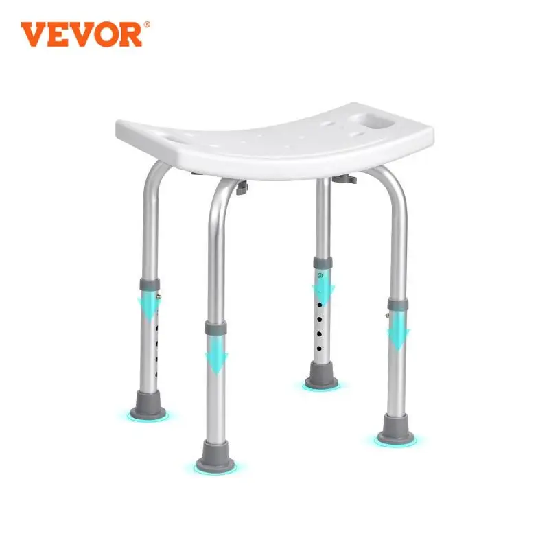 VEVOR Shower Chair Adjustable Height Shower Stool with Built-in Handles Shower Seat for Inside Shower or Tub 158.8 kg Capacity