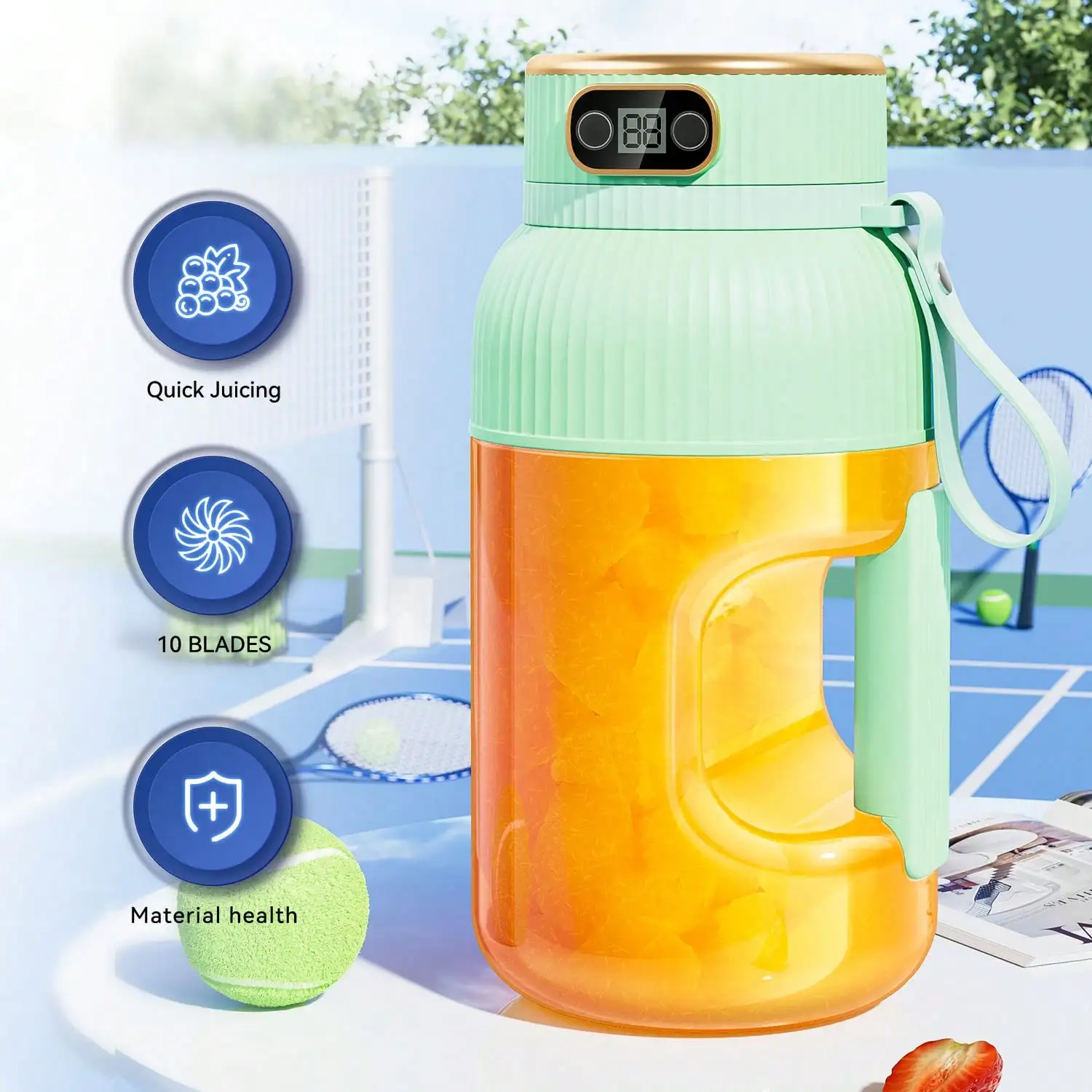 1 Pack 10 Blade Portable Juicer Blender for Fruits Vegetables Milkshakes Sports Travel Outdoor Use