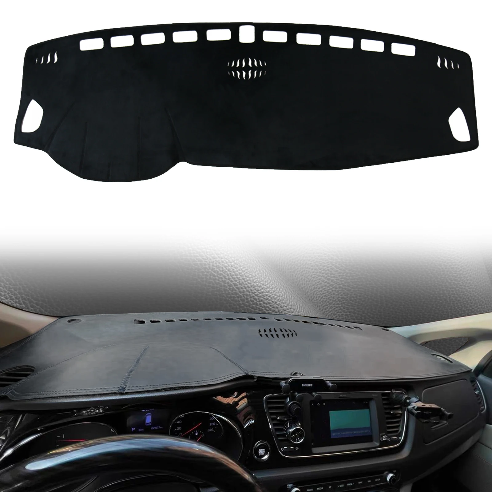 

for Kia Grand Carnival Sedona YP 2015-2020 2021 Car Dashmat Dashboard Cover Pad DashMat Sunshade Protective Carpet Accessories