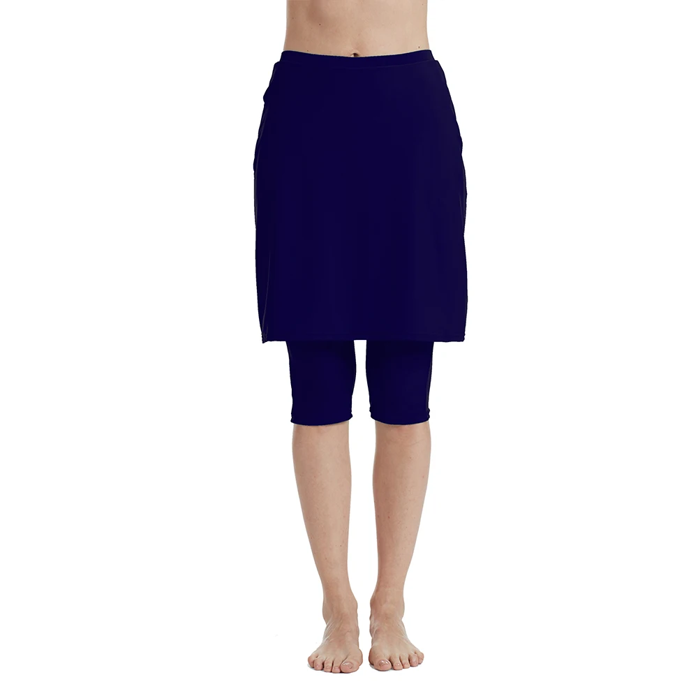 Capris leggings feminino saia energética maiô protetor solar skir (azul marinho)