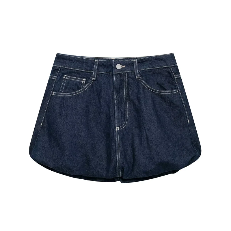 

Summer Women's High Waist Pocket Denim Skirt 2024 New Fashion Classic Vintage Balloon Version Mini Denim Skirt
