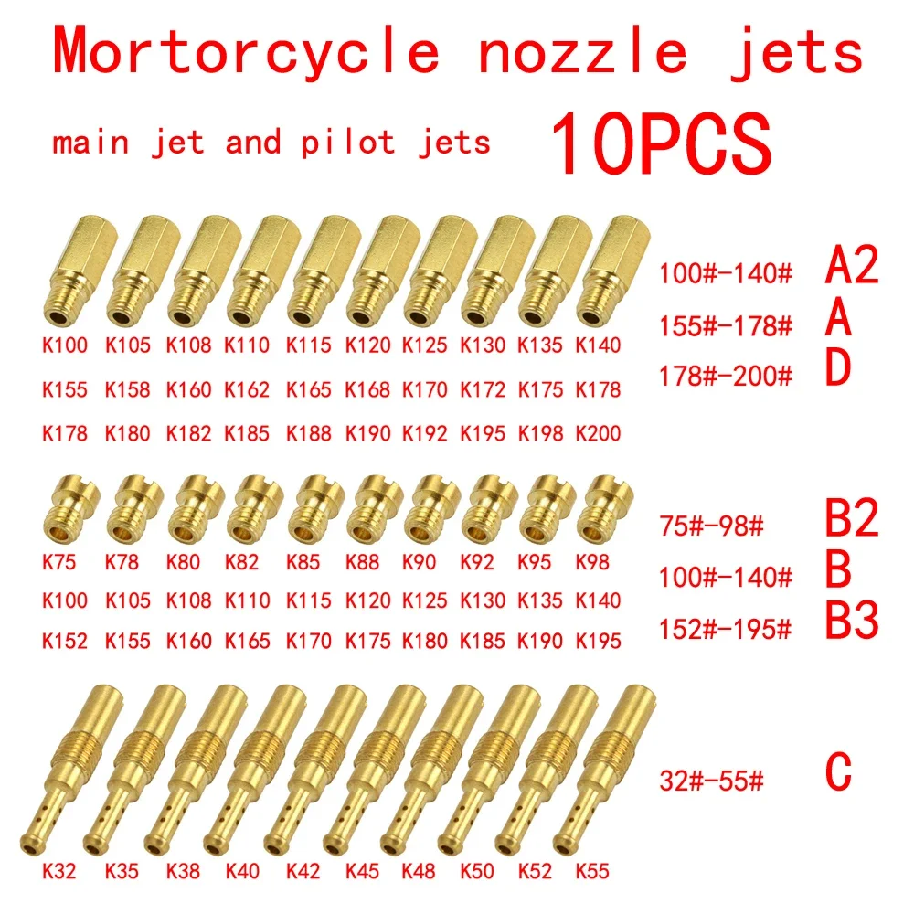 Комплект из 10 шт. основной струйный набор карбюратора с медленным пилотом, набор для замены, подходит для NSR KSR PWK PWM Keihin OKO CVK карбюратор Parts