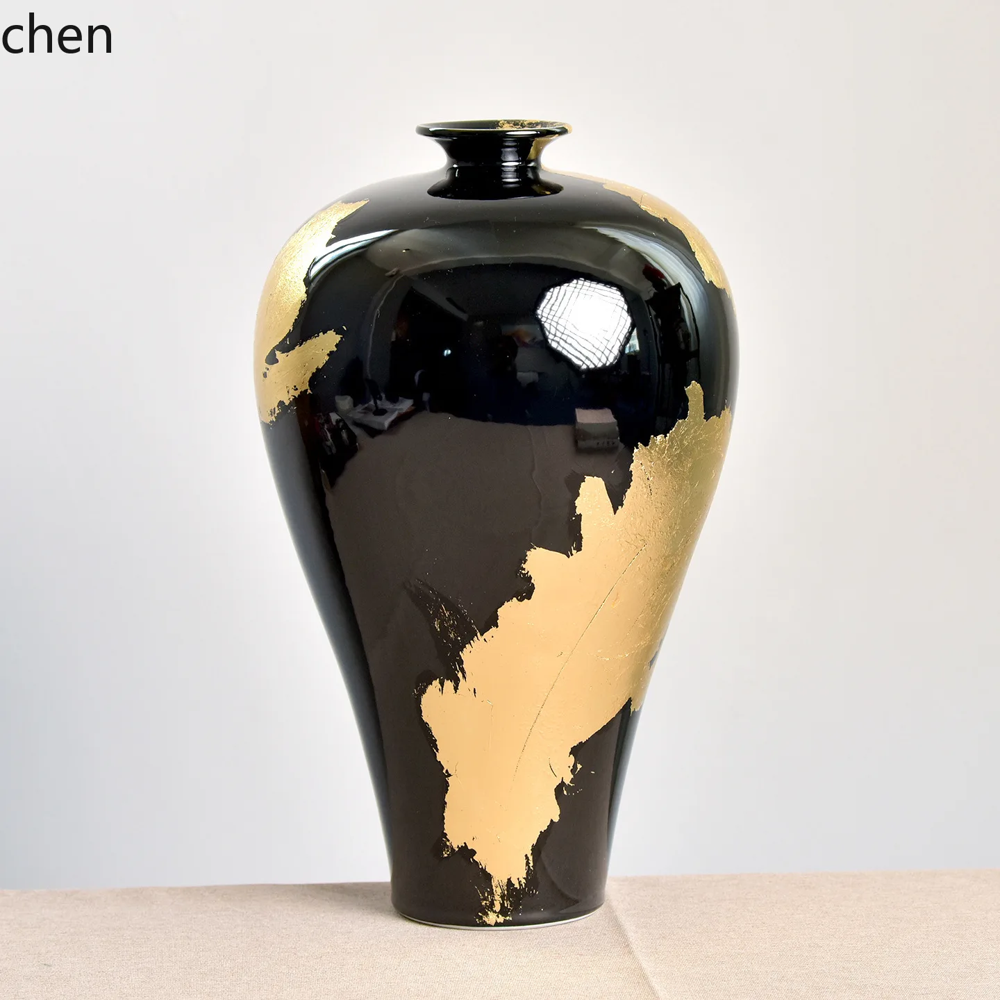 ZMLmedieval style new chinoiserie black gold series gold foil porcelain classyartsy handmade model room ornaments