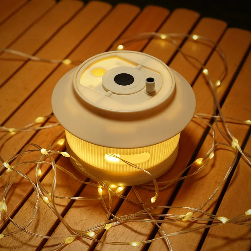 20M LED Camping String Lights Outdoor Retractable Reel Easy Hang for Tent Awning BBQ Patio Party Festival Ambience Decor